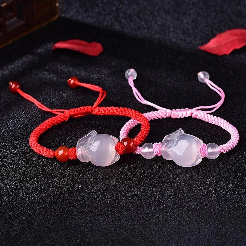 Men Accessories Jewellery - Chinese Natural Pink Agate Chalcedony Jade