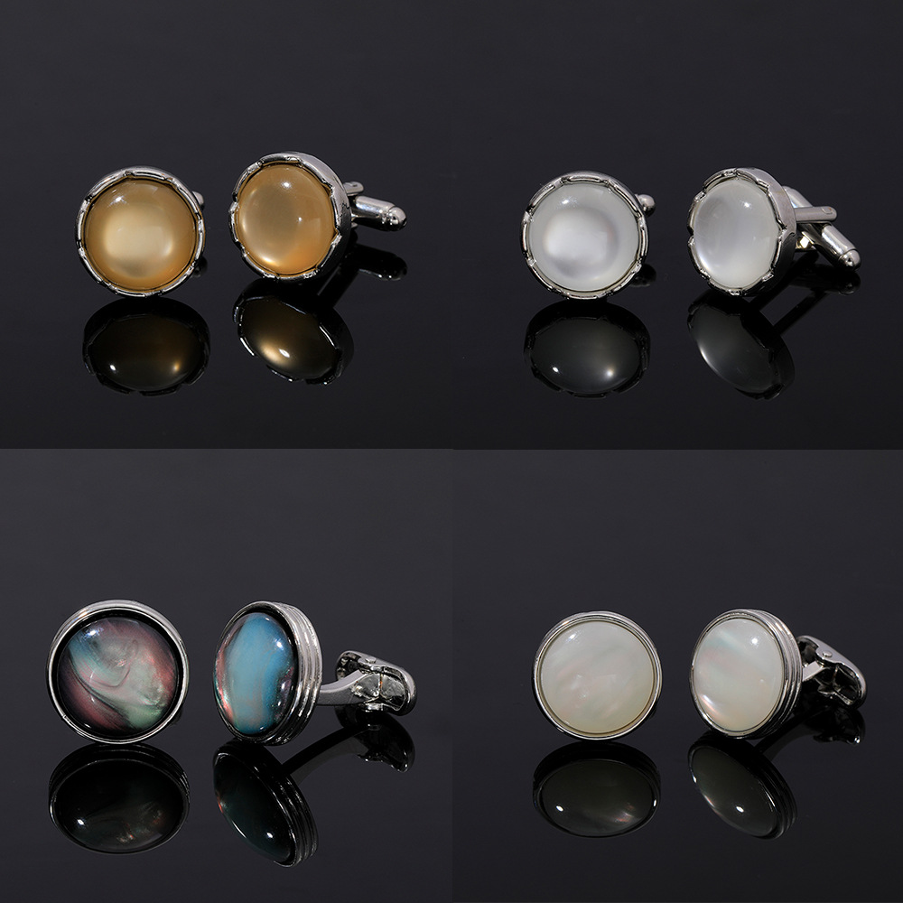 Men'S Accessories With Suits - Round Crystal Cufflinks for Men French