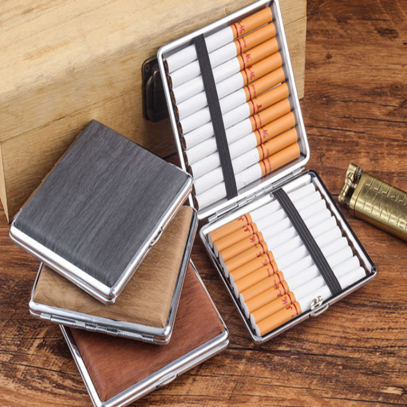Men Accessories Gadgets - 20-Pack Men’s Portable Leather Cigarette Box,