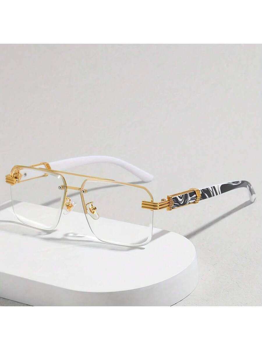 Men'S Accessories Fashion - Mens Half-Frame Eyewear With Transparent Lenses