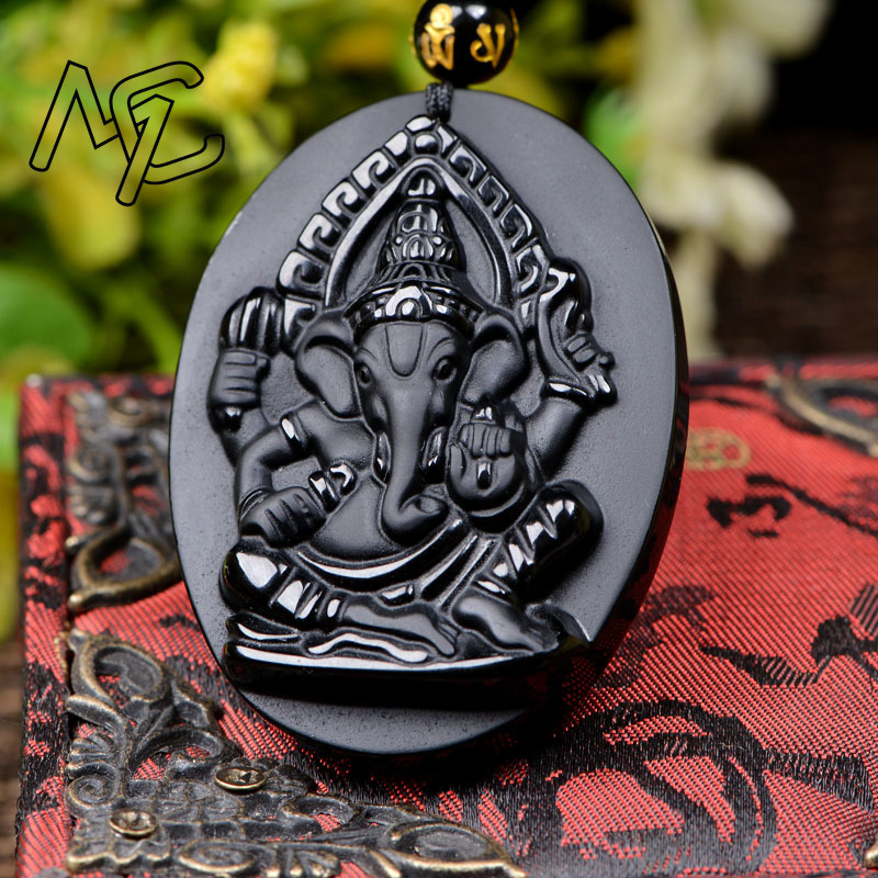 Natural Obsidian Elephant God  - огляд і ціна Men Accessories Jewellery