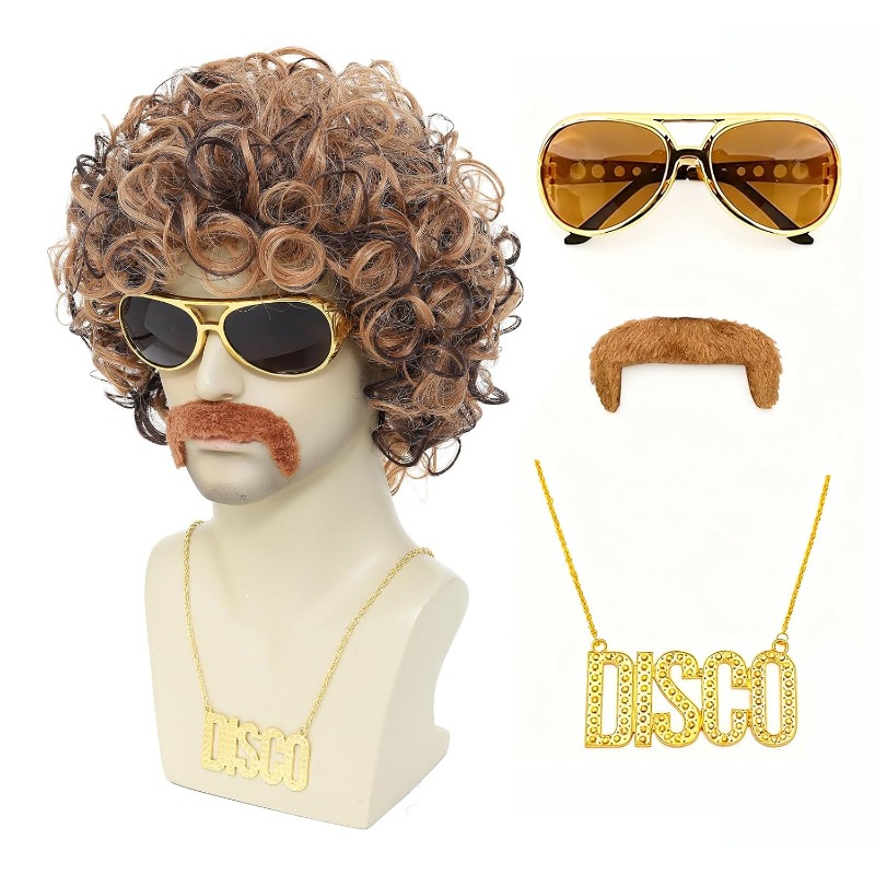 70s 80s Disco Costume Wig Set- - огляд і ціна Men'S Accessories In The 80S
